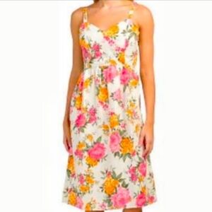 Cynthia Rowling 100% linen floral dress MIDI